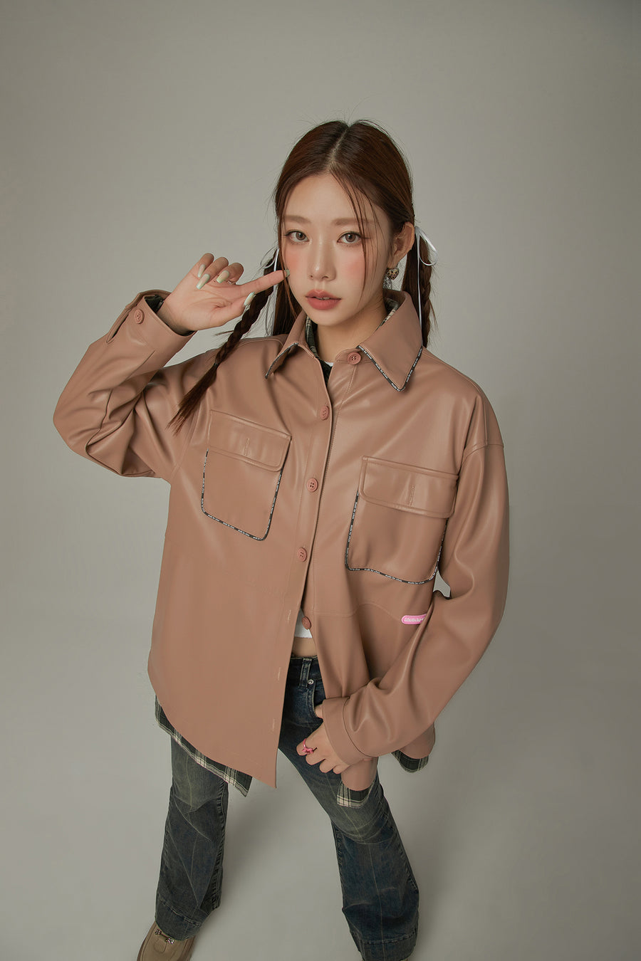 CHUU Pocket Leather Shacket