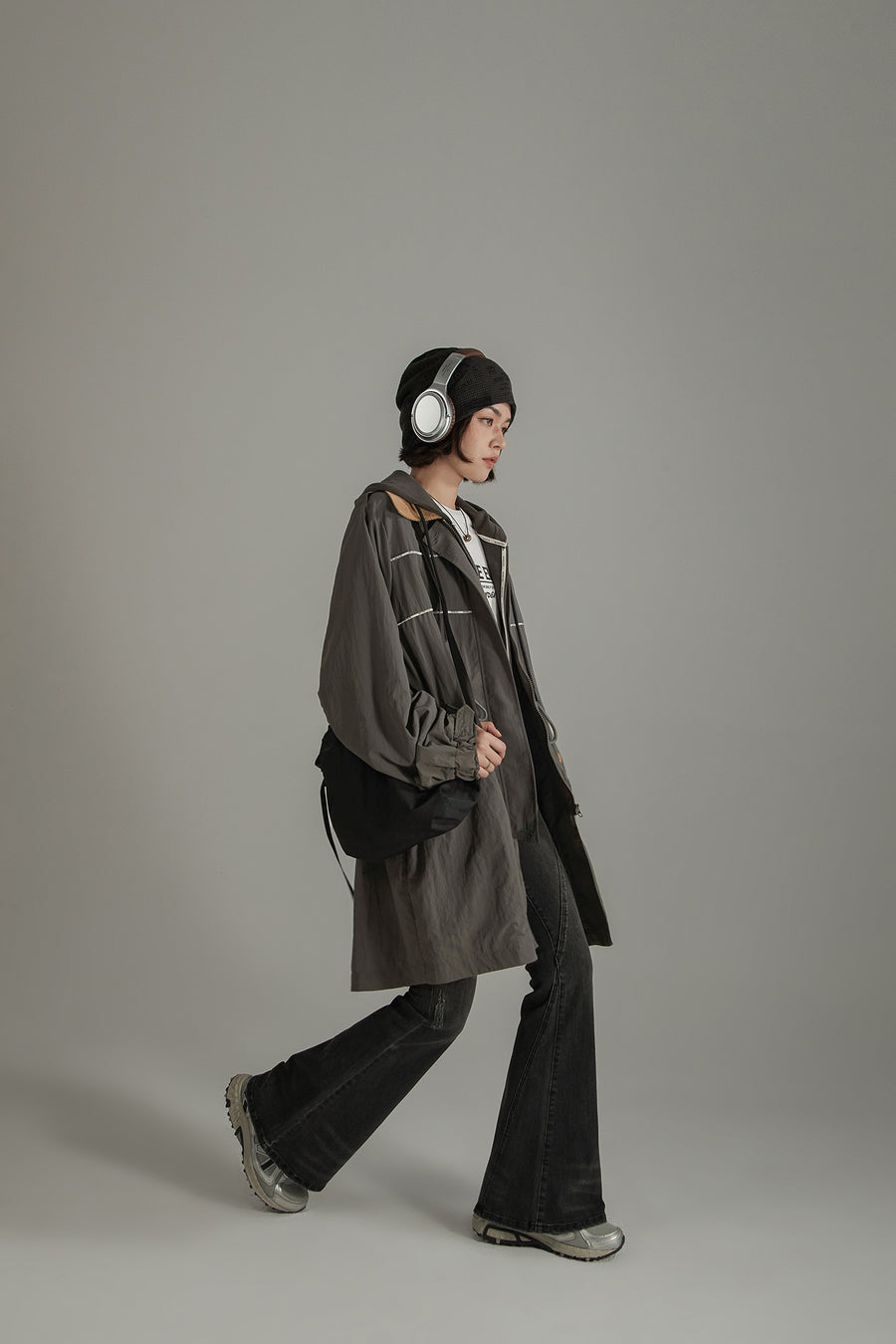 CHUU Color Collar String Long Windbreaker Jacket