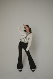 Stitch Distressed Bootcut Denim Jeans