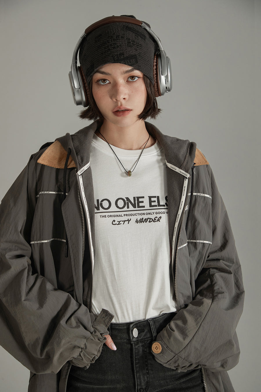 CHUU Color Collar String Long Windbreaker Jacket