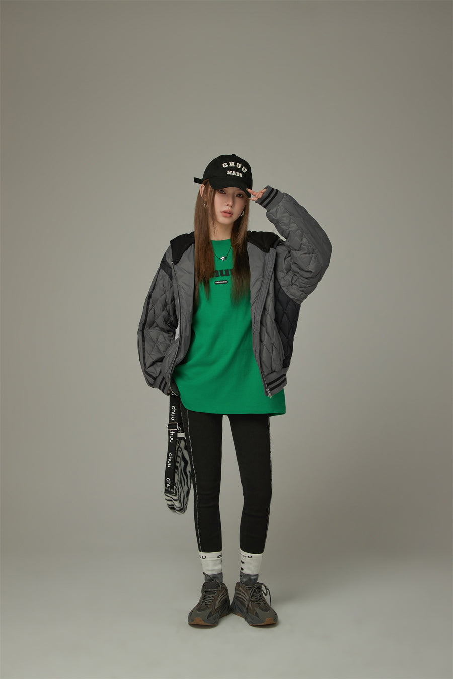 CHUU Argyle Quilting Padded Jacket