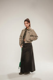 Logo Collar Leather Padded Jacket