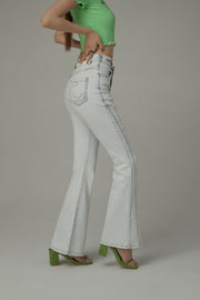 Distressed Ripped Slim Bootcut Denim Jeans