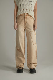 Pocket Washed Wide Jeans
