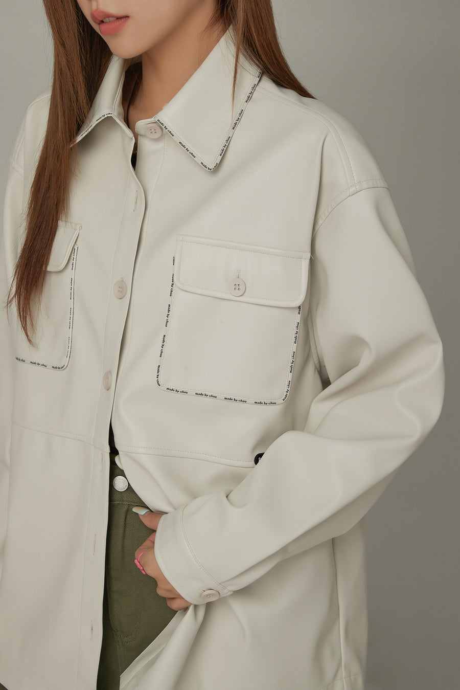 CHUU Pocket Leather Shacket