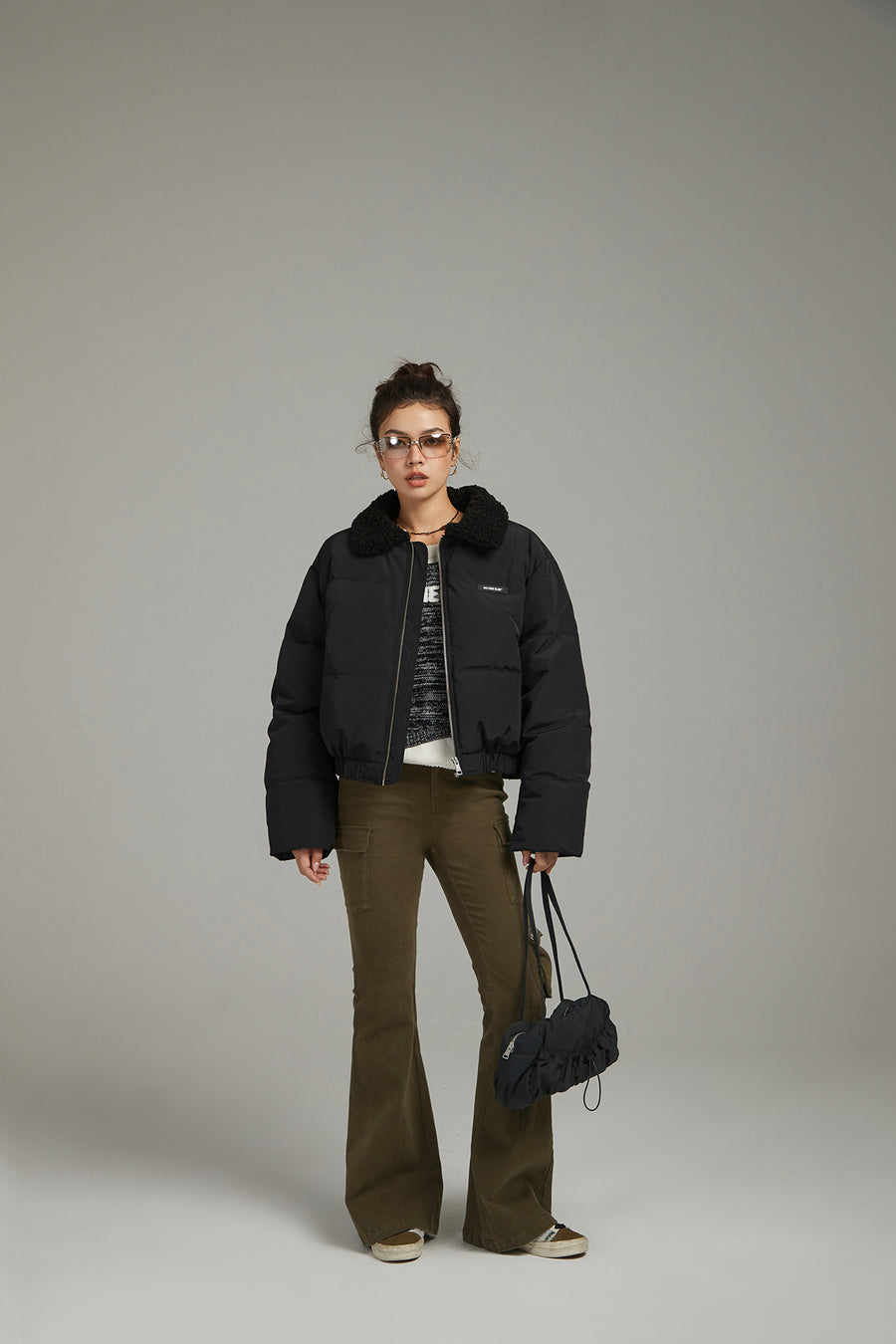 CHUU Fluffy Collar Padded Jacket