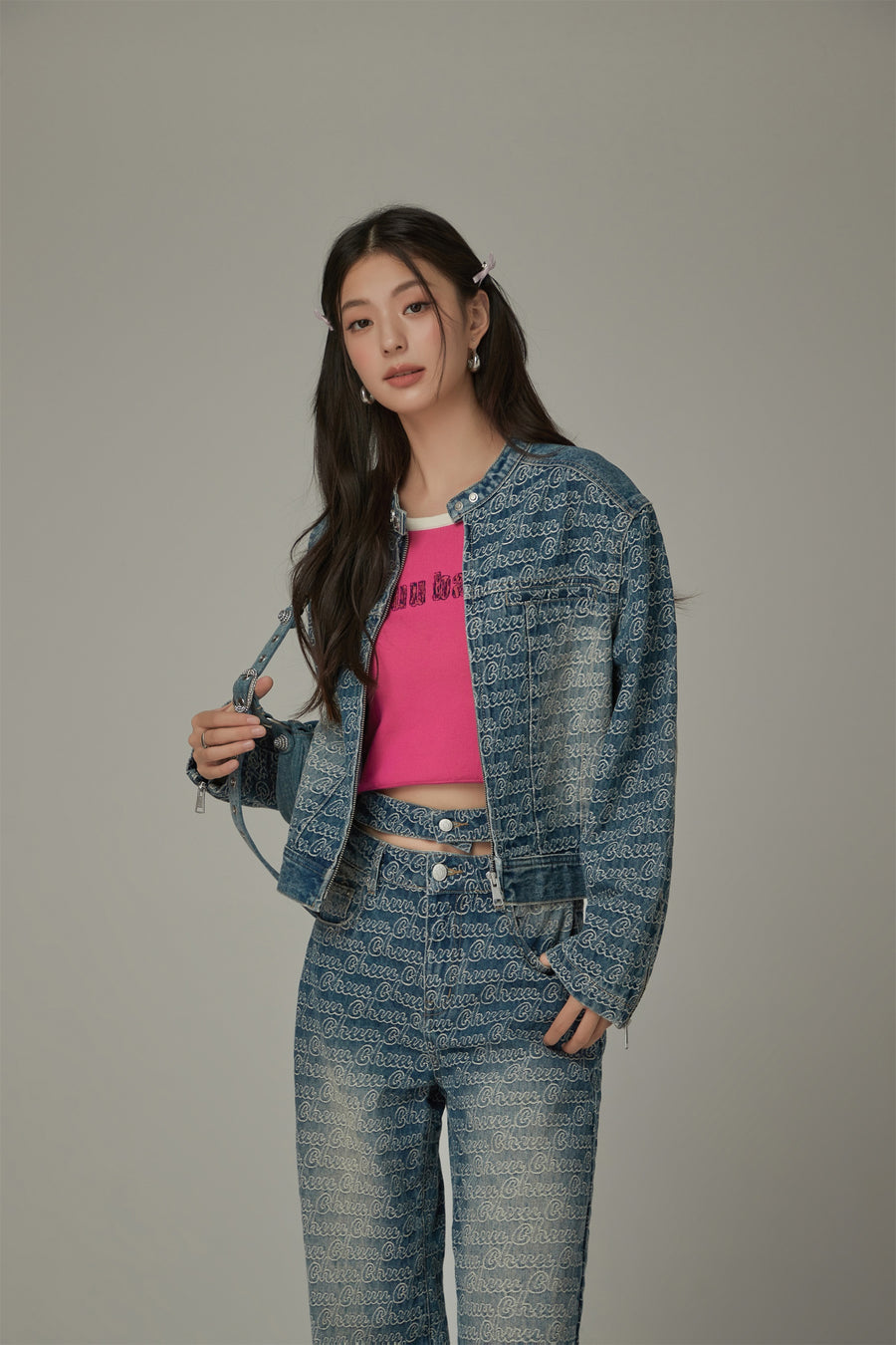 CHUU Logo Lettering Denim Jacket
