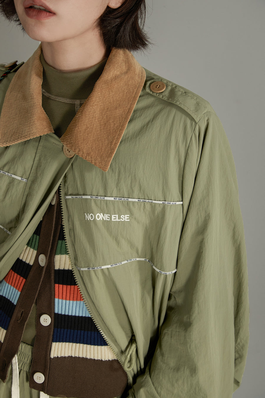 CHUU Color Collar String Long Windbreaker Jacket