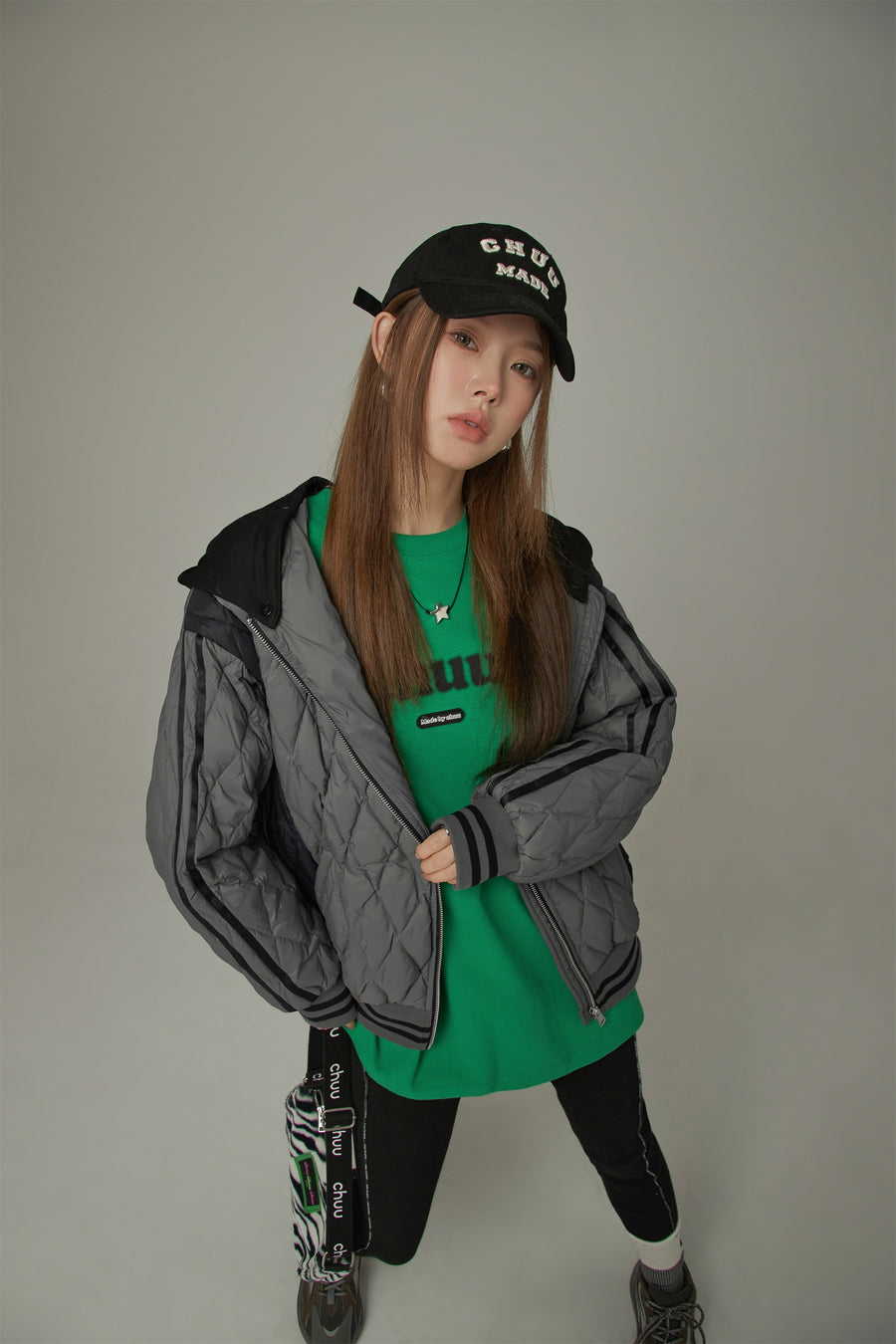 CHUU Argyle Quilting Padded Jacket