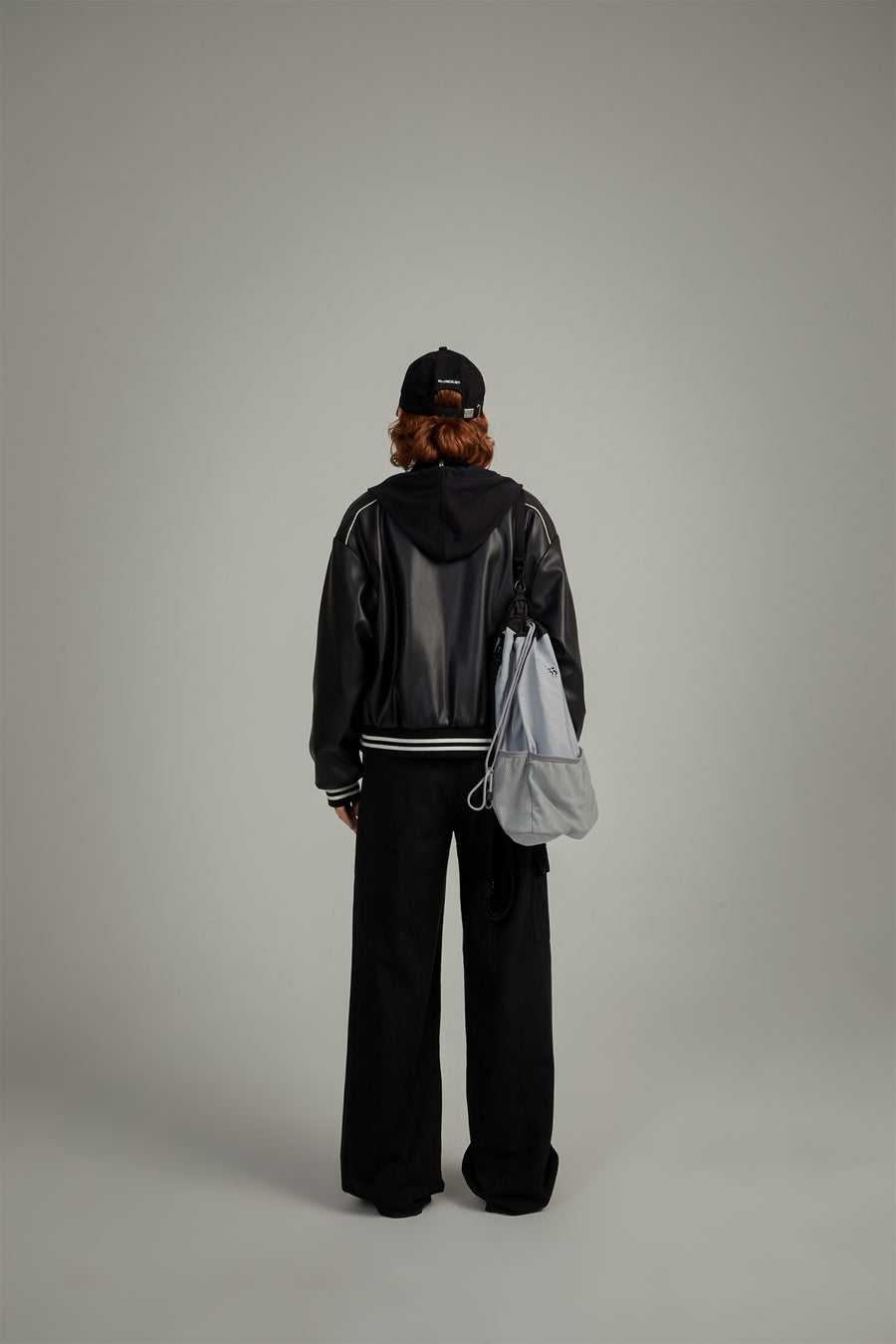 CHUU Varsity Leather Zip-Up Jacket