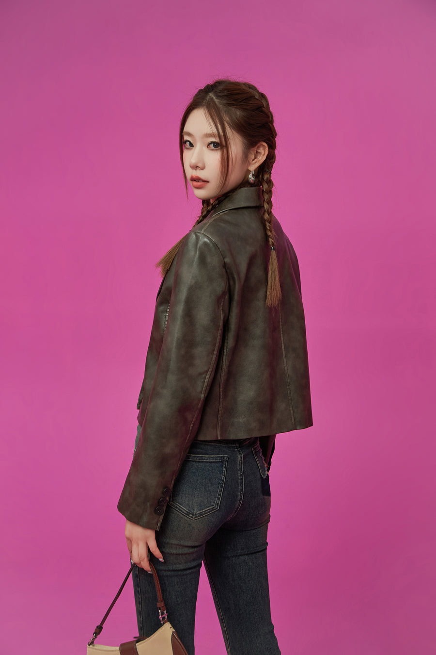 CHUU Logo Leather Jacket