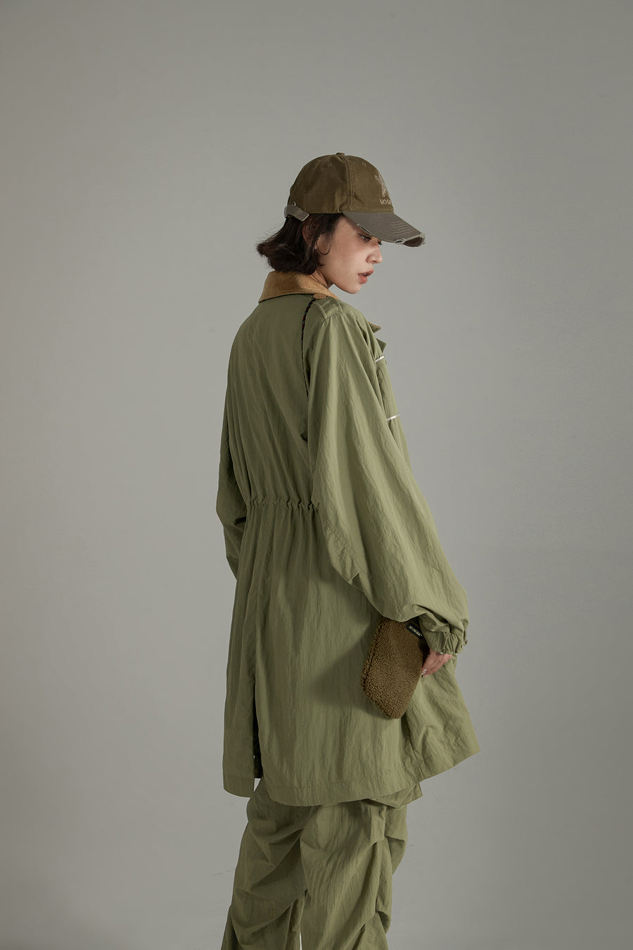 CHUU Color Collar String Long Windbreaker Jacket