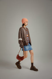 Color Varsity Leather Jacket