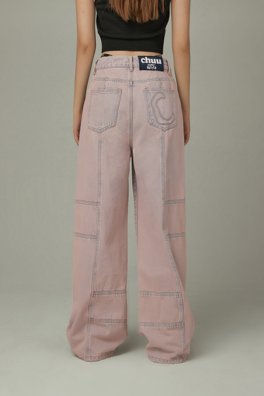 CHUU Wide Waist Band Straight Jeans