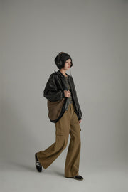 Lined Leather Boxy Jacket