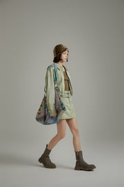 Faded Color Denim Zip-Up Jacket