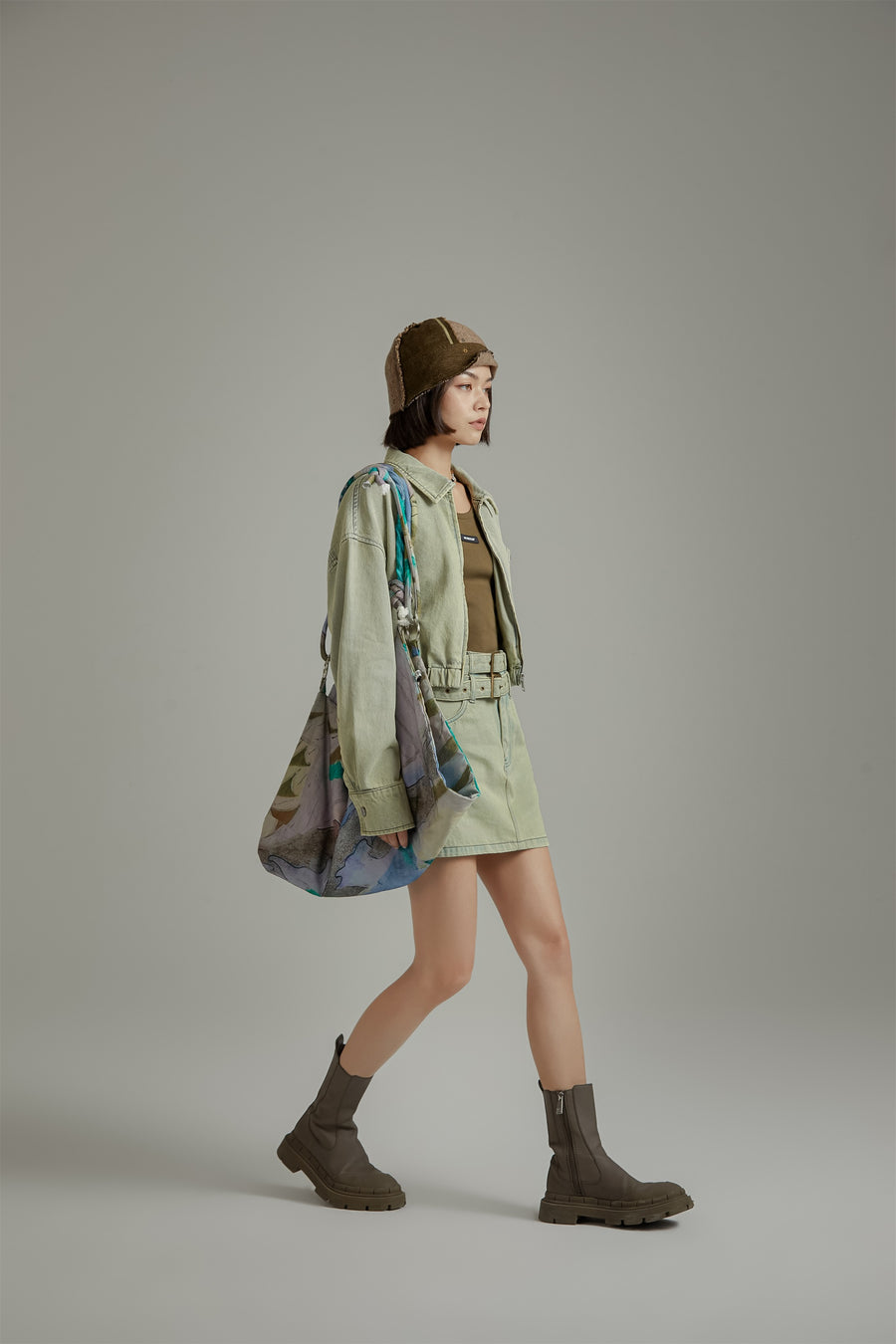 CHUU Faded Color Denim Zip-Up Jacket