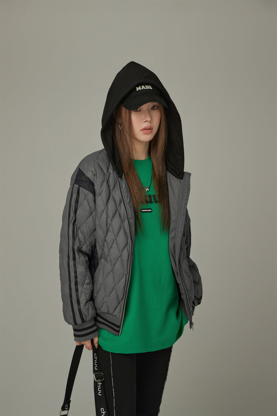 CHUU Argyle Quilting Padded Jacket