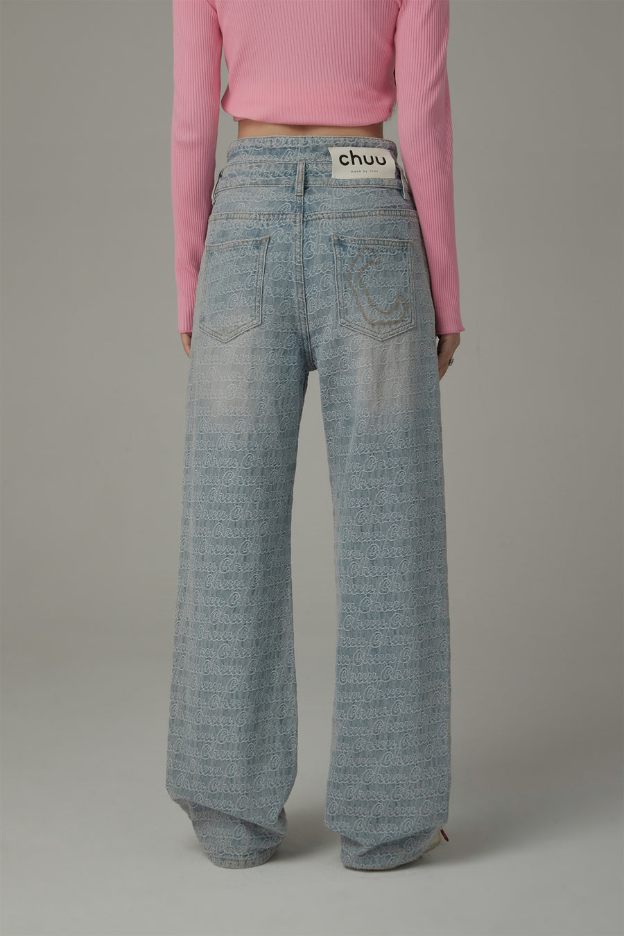 CHUU Waist Slit Wide Straight Denim Jeans