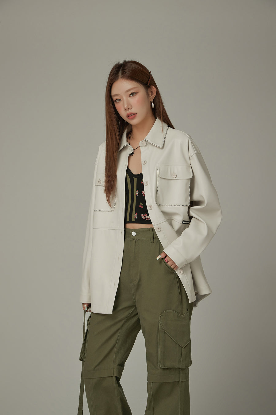 CHUU Pocket Leather Shacket