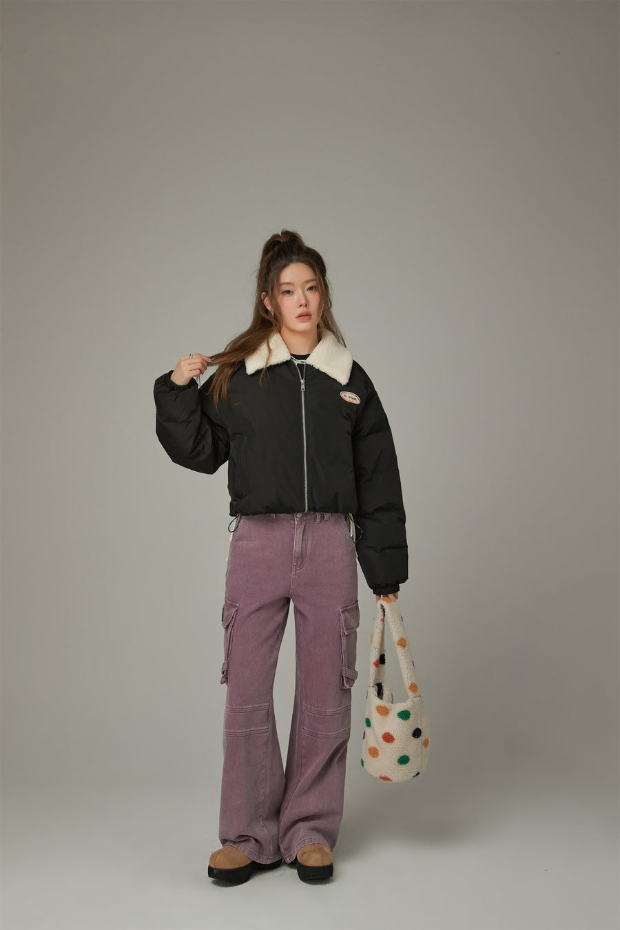 CHUU Fleece Collar Padded Jacket