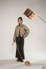 Logo Collar Leather Padded Jacket