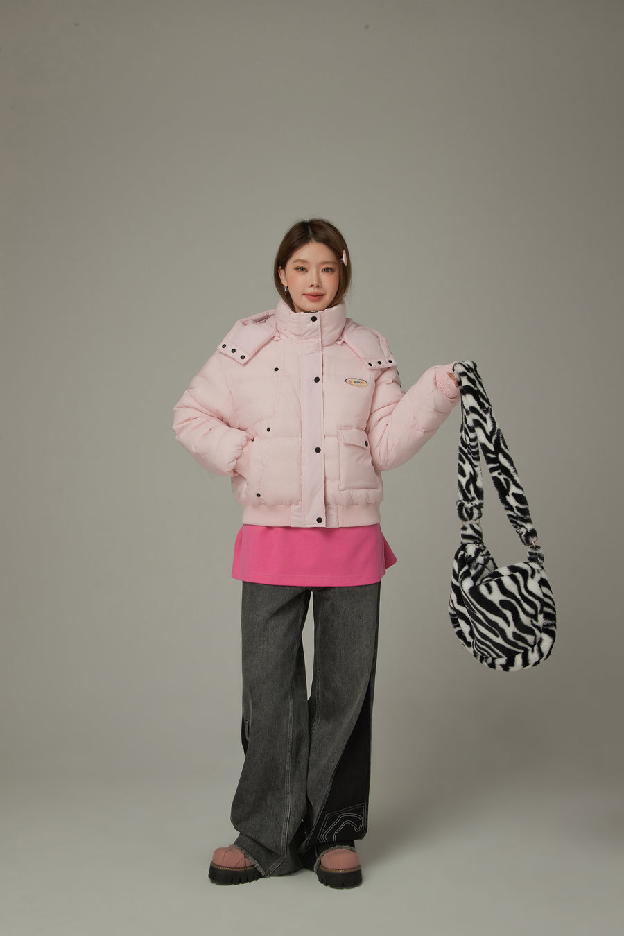 CHUU Color Loose Fit Hooded Padded Jacket