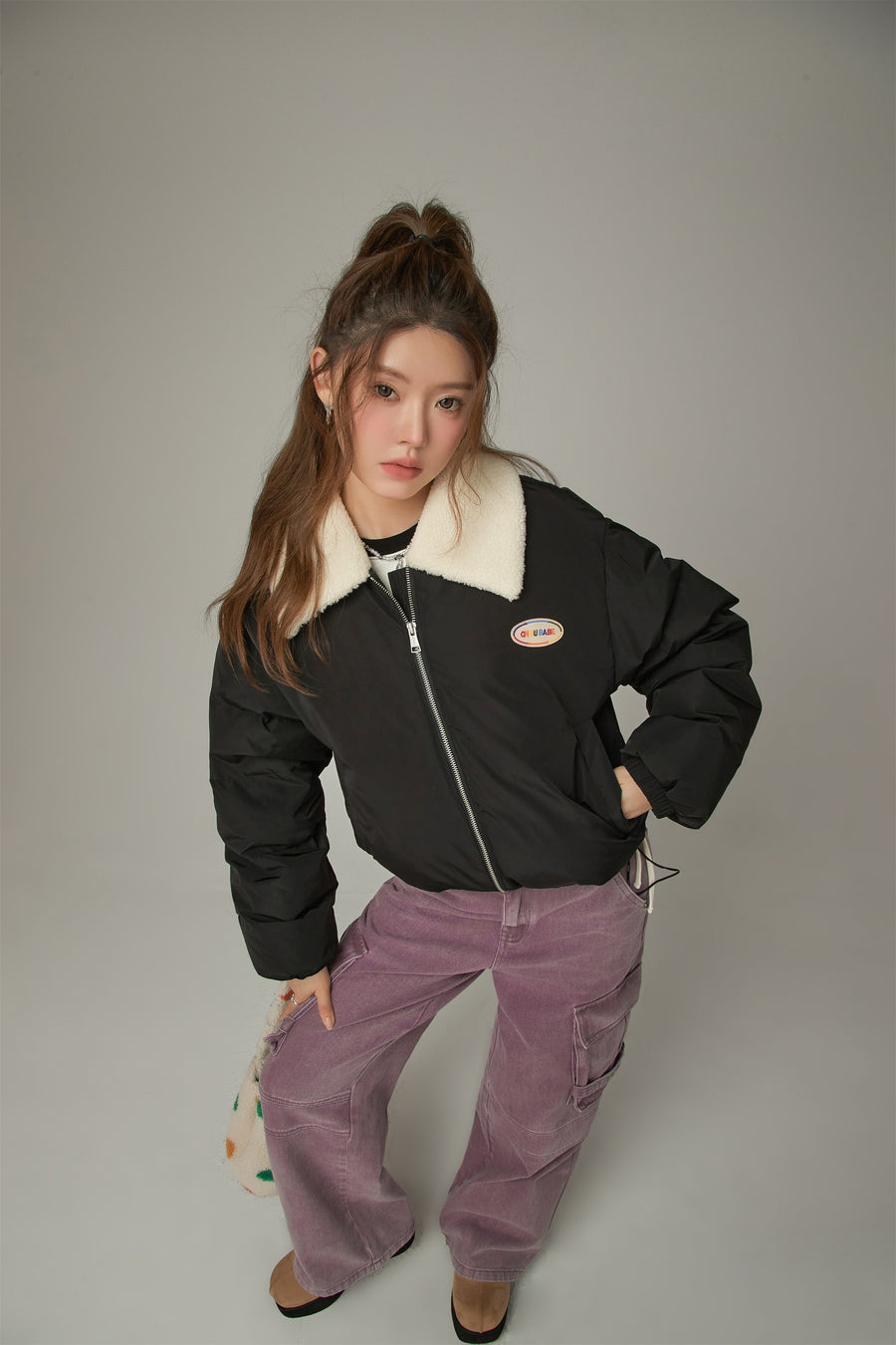 CHUU Fleece Collar Padded Jacket