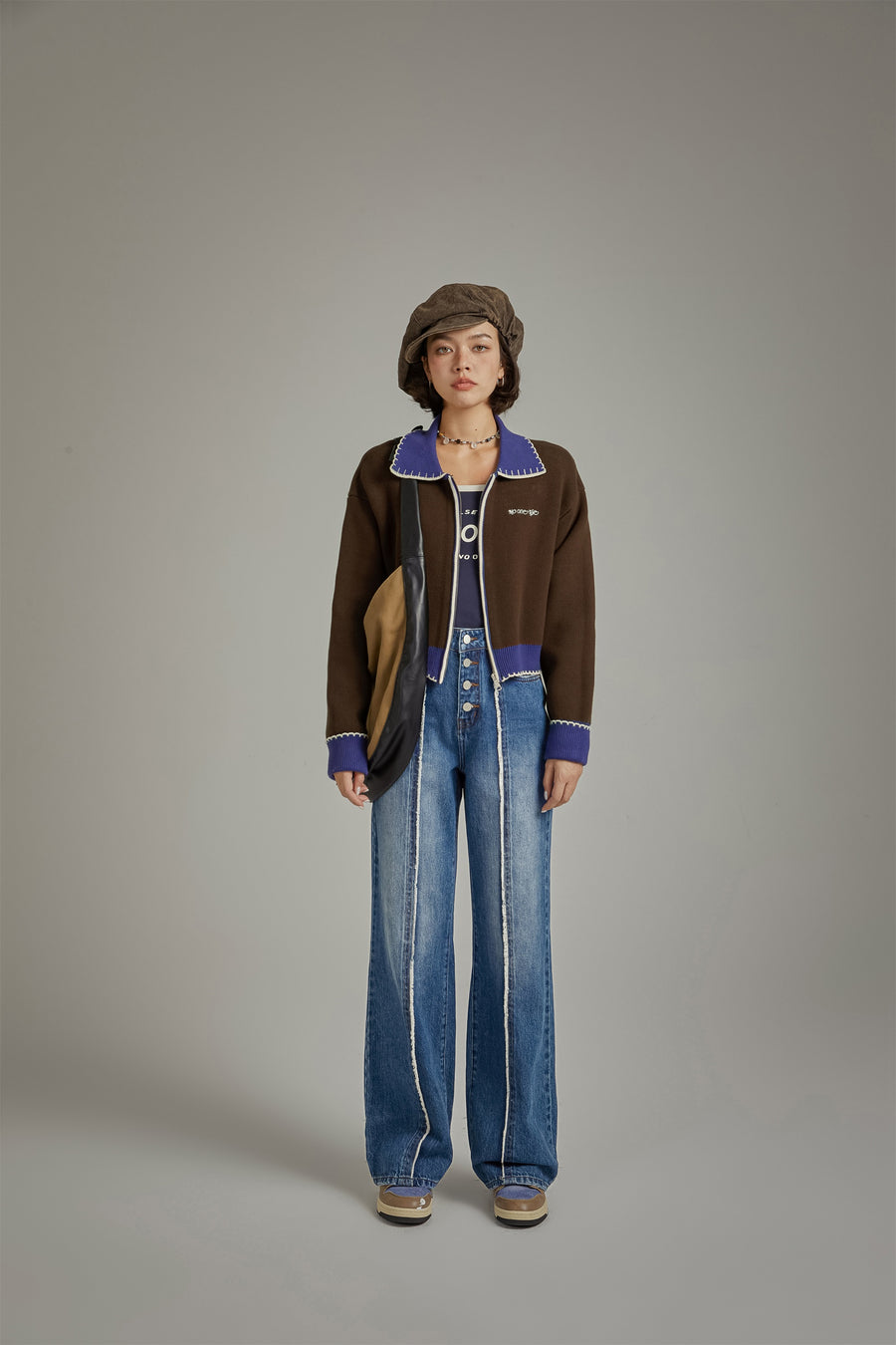 CHUU Lined High Waisted Button Wide Denim Jeans