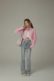 X Stitch Waist Slit Bootcut Denim Jeans