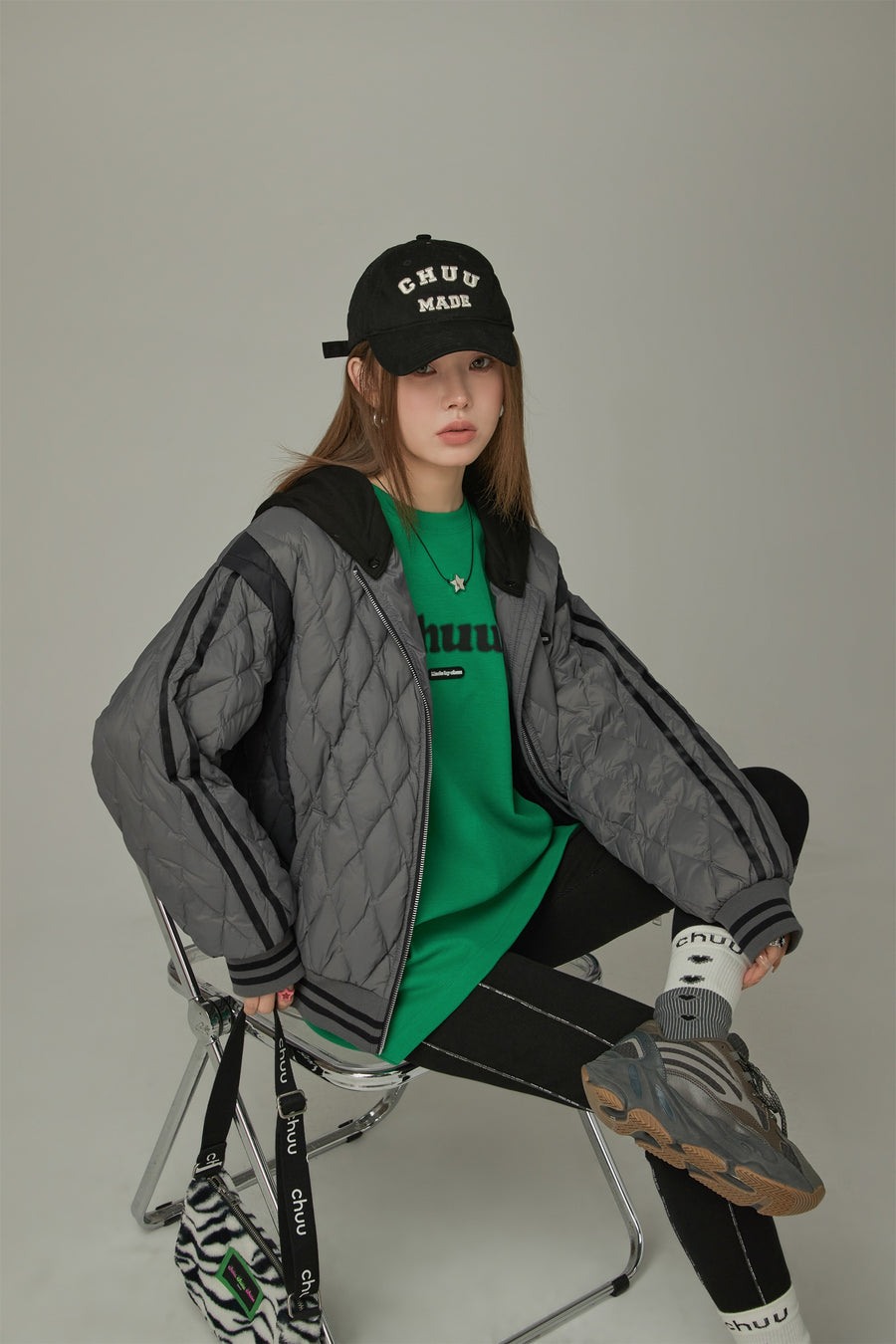 CHUU Argyle Quilting Padded Jacket