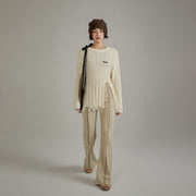 Side Front Slit Long Knit Sweater