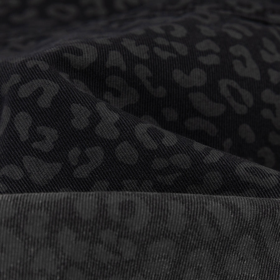 CHUU Star Logo Leopard Denim Jacket