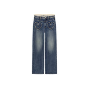 Heart Pocket Lace Denim Jeans