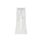 Distressed Ripped Slim Bootcut Denim Jeans