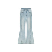 Fringe Stitch Slit Bootcut Denim Jeans