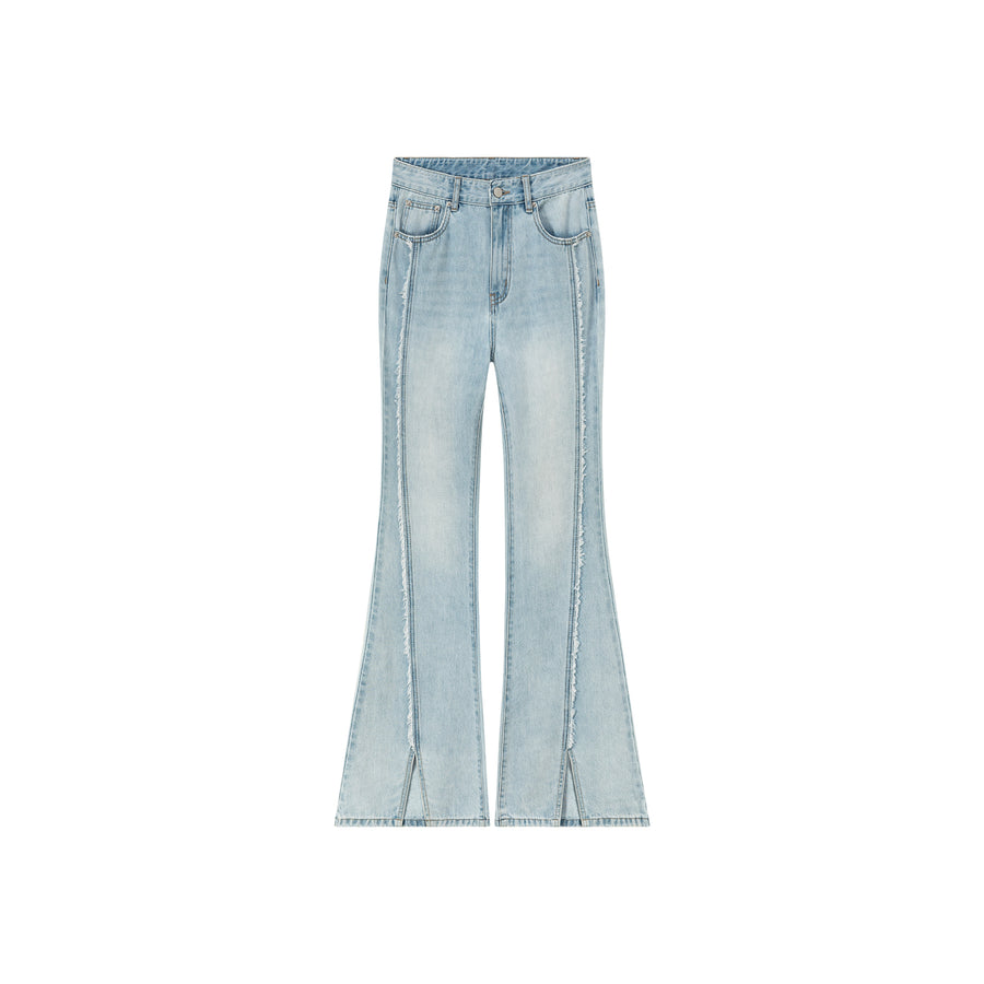 CHUU Fringe Stitch Slit Bootcut Denim Jeans