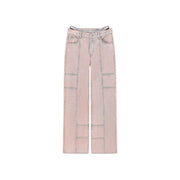 Wide Waist Band Straight Jeans