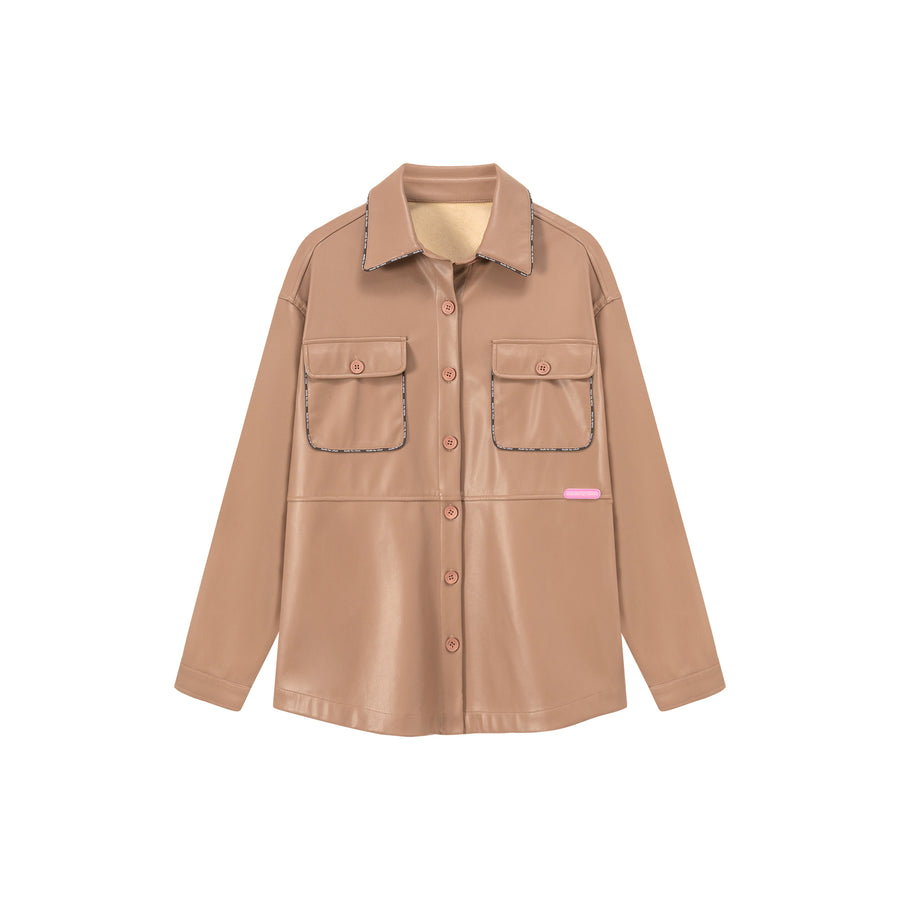CHUU Pocket Leather Shacket