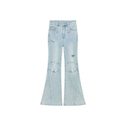 Stitch Distressed Bootcut Denim Jeans