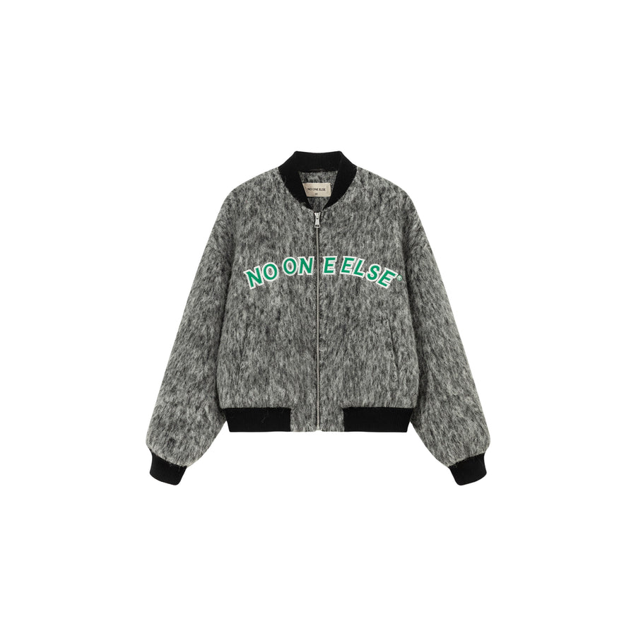 CHUU Fuzzy Logo Two Toned Jacket