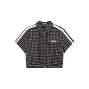 Check Zip-Up Short Sleeve Jacket