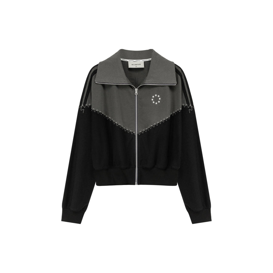 CHUU Stitch Color High Neck Zip-Up Jacket
