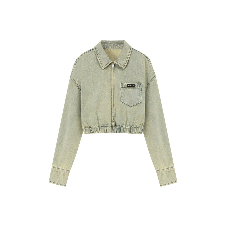 CHUU Faded Color Denim Zip-Up Jacket