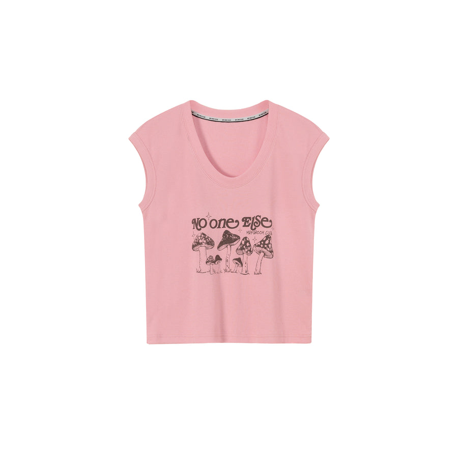 CHUU U-Neck Mushroom Club T-Shirt