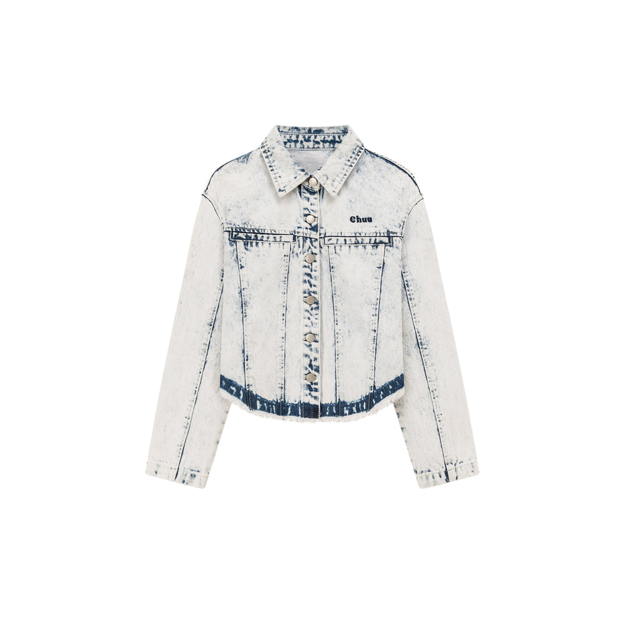 CHUU Frayed Hem Denim Jacket
