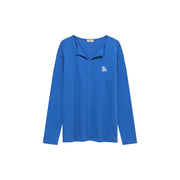 Logo Basic Open Collar Long Sleeve T-Shirt