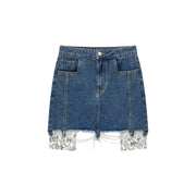 Raw Hem A-Line Denim Skirt