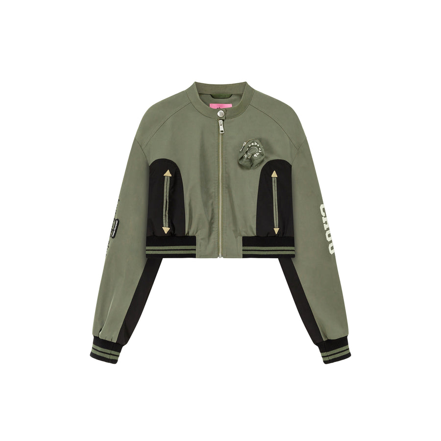 CHUU Logo Varsity Crop Jacket