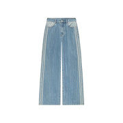 Color Striped Wide Leg Denim Jeans